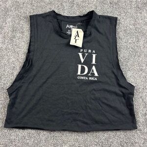 ALOTICO Women’s Pura Vida Costa Rica *NWT* Raw Hem Crop Tank Top size: Medium